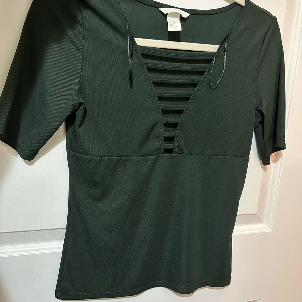 Elegant Green Top with Strappy Detail